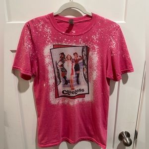 Pink Bleached T-Shirt w/ Clueless Movie Print Sz. Small